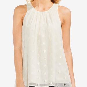 Vince Camuto Embroided Eyelet Off White Blouse - Large